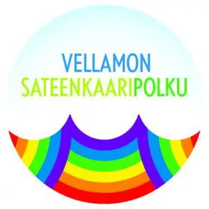 Vellamon Sateenkaaripolun tunnus on aallokko sateenkaaren väreissä